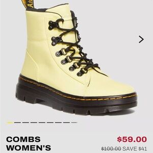 Dr. Martens Yellow Combat Boots with Chunky Sole and Lace-Up Design